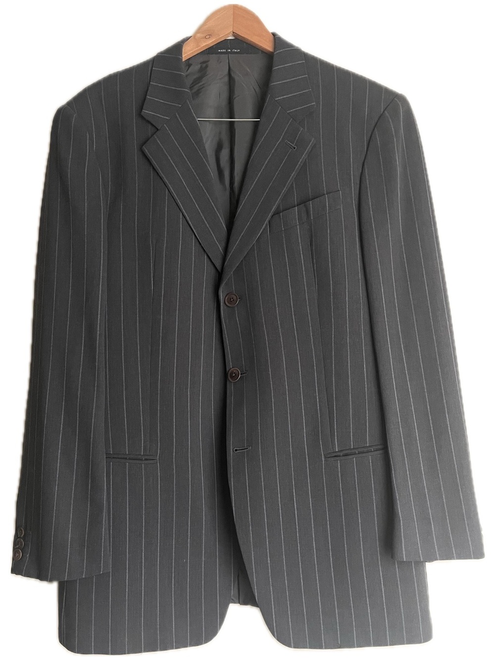 Giorgio Armani Collezioni Charcoal Gray Pinstripe 3-Button Suit Jacket Men’s 42L